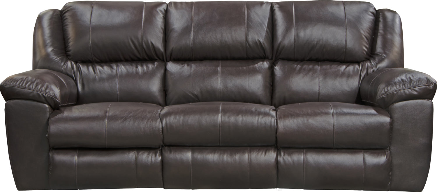 Catnapper - Transformer II Leather Ultimate Sofa w-3 Recliners & Drop Down Table in Chocolate - 49145-128429-Chocolate - GreatFurnitureDeal