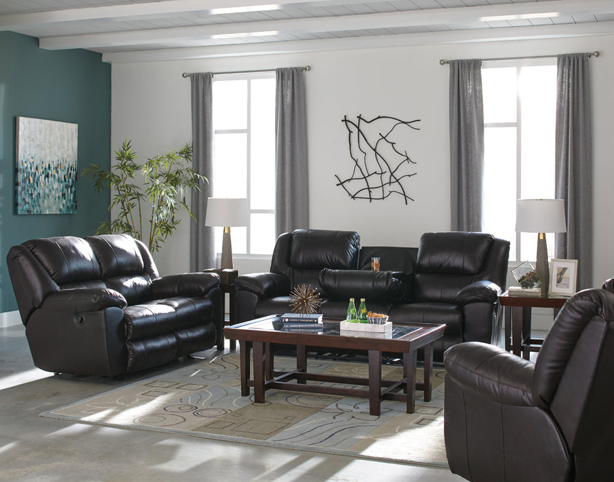 Catnapper - Transformer II Leather Ultimate Sofa w-3 Recliners & Drop Down Table in Chocolate - 49145-128429-Chocolate