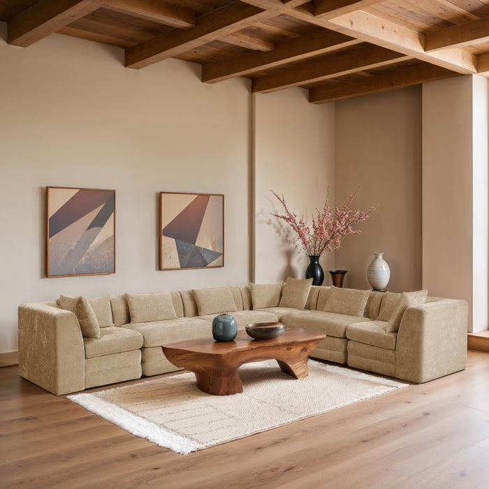 Meridian Furniture - Stellar 152" Chenille Fabric Upholstered 6 Piece Modular Sectional - 608Beige-Sec6A - GreatFurnitureDeal