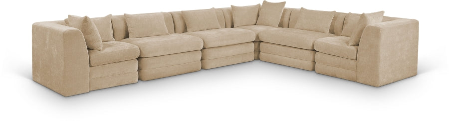 Meridian Furniture - Stellar 152" Chenille Fabric Upholstered 6 Piece Modular Sectional - 608Beige-Sec6A - GreatFurnitureDeal