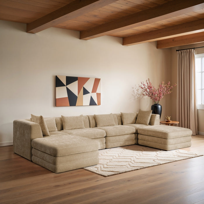 Meridian Furniture - Stellar 152" Chenille Fabric Upholstered 6 Piece Modular Sectional - 608Beige-Sec6B