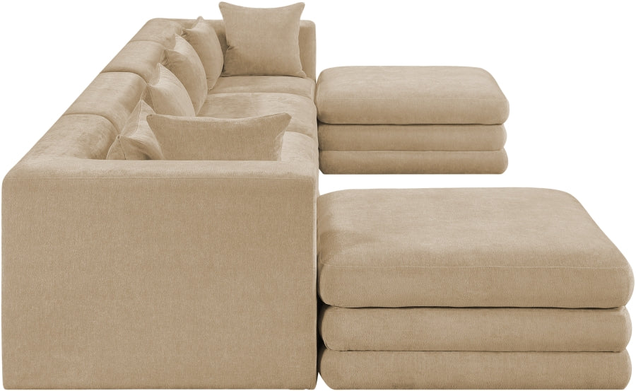 Meridian Furniture - Stellar 152" Chenille Fabric Upholstered 6 Piece Modular Sectional - 608Beige-Sec6B