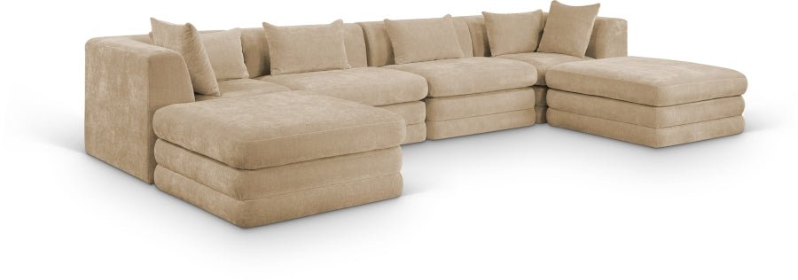 Meridian Furniture - Stellar 152" Chenille Fabric Upholstered 6 Piece Modular Sectional - 608Beige-Sec6B