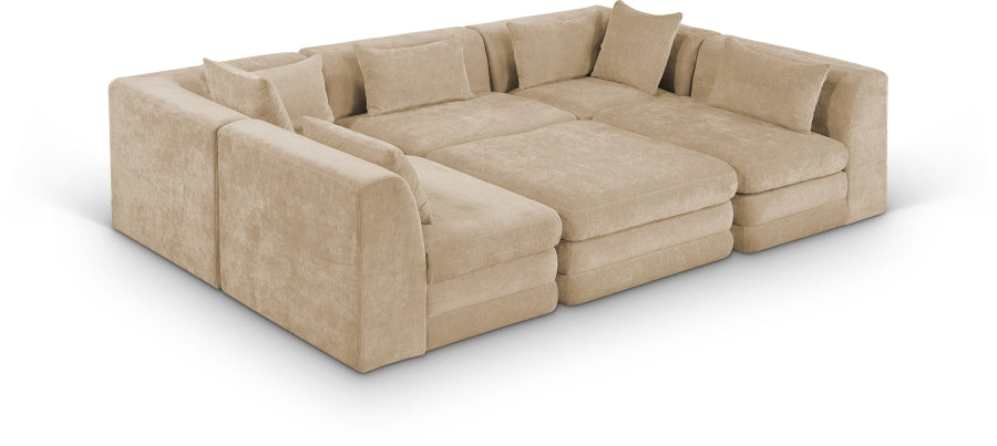 Meridian Furniture - Stellar 114" Chenille Fabric Upholstered 6 Piece Modular Sectional - 608Beige-Sec6C - GreatFurnitureDeal