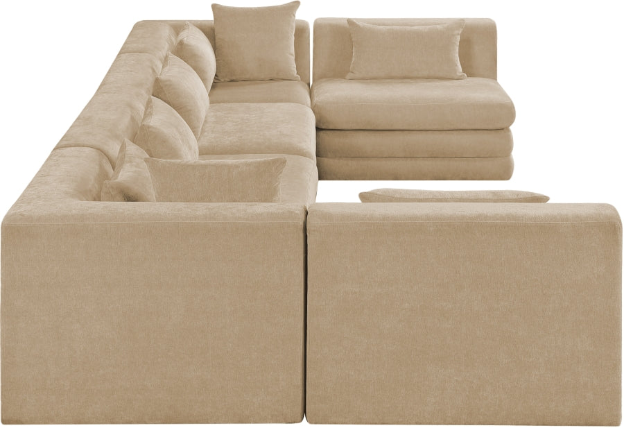 Meridian Furniture - Stellar 152" Chenille Fabric Upholstered 6 Piece Modular Sectional - 608Beige-Sec6D - GreatFurnitureDeal