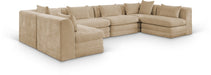 Meridian Furniture - Stellar 152" Chenille Fabric Upholstered 6 Piece Modular Sectional - 608Beige-Sec6D - GreatFurnitureDeal