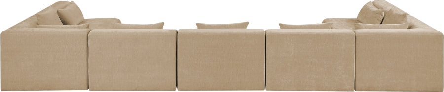 Meridian Furniture - Stellar 190" Chenille Fabric Upholstered 7 Piece Modular Sectional - 608Beige-Sec7B - GreatFurnitureDeal