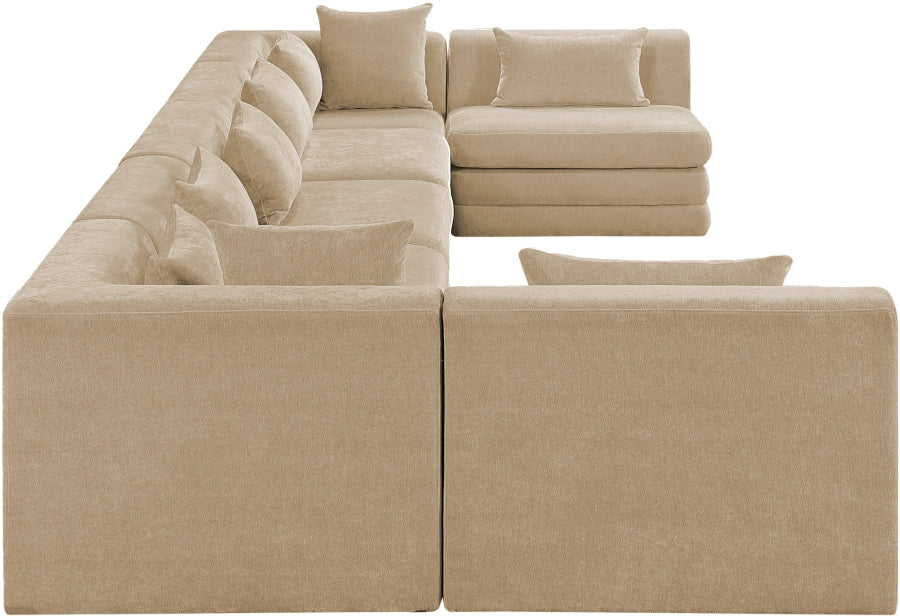 Meridian Furniture - Stellar 190" Chenille Fabric Upholstered 7 Piece Modular Sectional - 608Beige-Sec7B - GreatFurnitureDeal