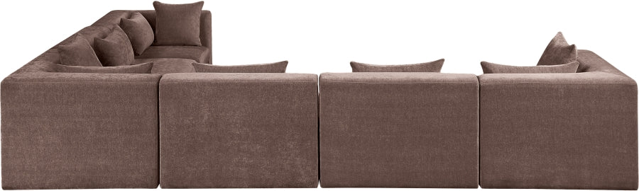 Meridian Furniture - Stellar 152" Chenille Fabric Upholstered 6 Piece Modular Sectional - 608Brown-Sec6A - GreatFurnitureDeal