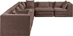 Meridian Furniture - Stellar 152" Chenille Fabric Upholstered 6 Piece Modular Sectional - 608Brown-Sec6A - GreatFurnitureDeal