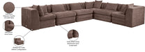 Meridian Furniture - Stellar 152" Chenille Fabric Upholstered 6 Piece Modular Sectional - 608Brown-Sec6A - GreatFurnitureDeal