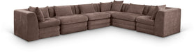 Meridian Furniture - Stellar 152" Chenille Fabric Upholstered 6 Piece Modular Sectional - 608Brown-Sec6A - GreatFurnitureDeal