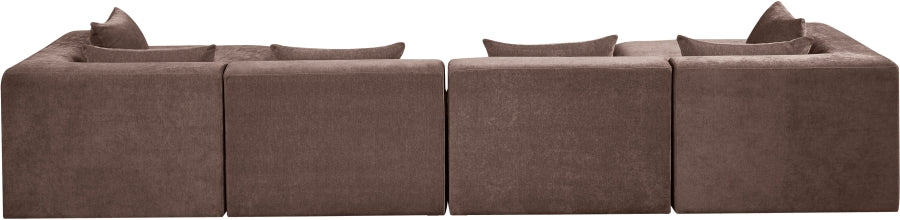 Meridian Furniture - Stellar 152" Chenille Fabric Upholstered 6 Piece Modular Sectional - 608Brown-Sec6B