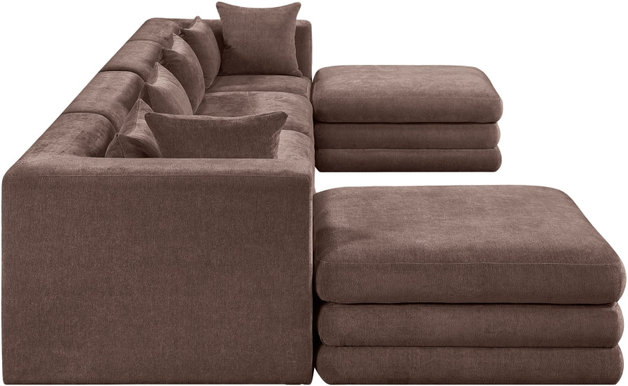 Meridian Furniture - Stellar 152" Chenille Fabric Upholstered 6 Piece Modular Sectional - 608Brown-Sec6B