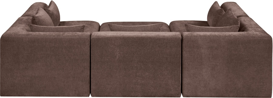 Meridian Furniture - Stellar 114" Chenille Fabric Upholstered 6 Piece Modular Sectional - 608Brown-Sec6C - GreatFurnitureDeal