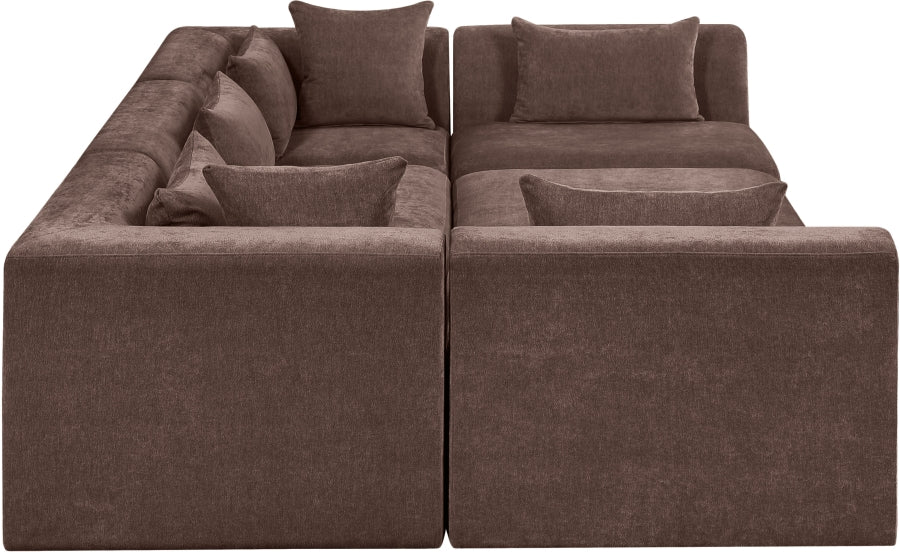 Meridian Furniture - Stellar 114" Chenille Fabric Upholstered 6 Piece Modular Sectional - 608Brown-Sec6C - GreatFurnitureDeal