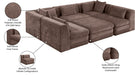 Meridian Furniture - Stellar 114" Chenille Fabric Upholstered 6 Piece Modular Sectional - 608Brown-Sec6C - GreatFurnitureDeal