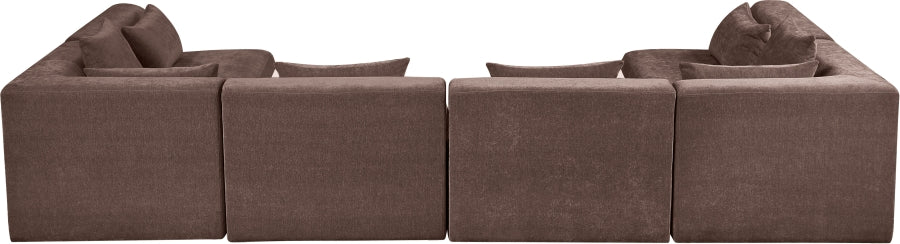 Meridian Furniture - Stellar 152" Chenille Fabric Upholstered 6 Piece Modular Sectional - 608Brown-Sec6D - GreatFurnitureDeal