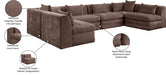 Meridian Furniture - Stellar 152" Chenille Fabric Upholstered 6 Piece Modular Sectional - 608Brown-Sec6D - GreatFurnitureDeal