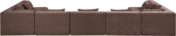 Meridian Furniture - Stellar 190" Chenille Fabric Upholstered 7 Piece Modular Sectional - 608Brown-Sec7B - GreatFurnitureDeal