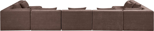 Meridian Furniture - Stellar 190" Chenille Fabric Upholstered 7 Piece Modular Sectional - 608Brown-Sec7B - GreatFurnitureDeal