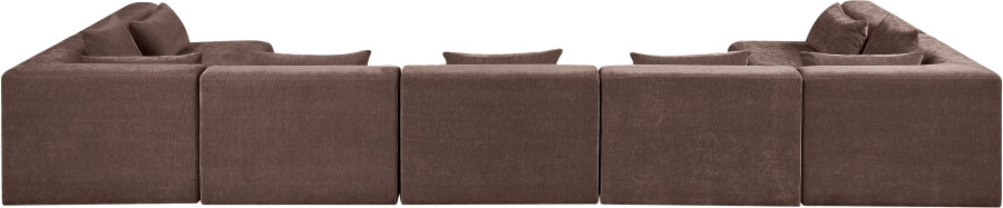 Meridian Furniture - Stellar 190" Chenille Fabric Upholstered 7 Piece Modular Sectional - 608Brown-Sec7B - GreatFurnitureDeal