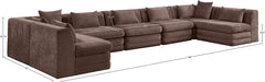 Meridian Furniture - Stellar 190" Chenille Fabric Upholstered 7 Piece Modular Sectional - 608Brown-Sec7B - GreatFurnitureDeal