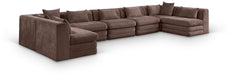 Meridian Furniture - Stellar 190" Chenille Fabric Upholstered 7 Piece Modular Sectional - 608Brown-Sec7B - GreatFurnitureDeal