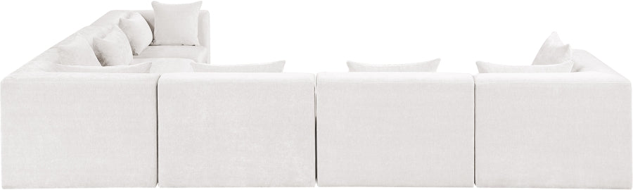 Meridian Furniture - Stellar 152" Chenille Fabric Upholstered 6 Piece Modular Sectional - 608Cream-Sec6A - GreatFurnitureDeal