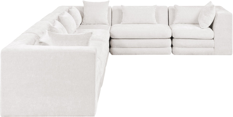 Meridian Furniture - Stellar 152" Chenille Fabric Upholstered 6 Piece Modular Sectional - 608Cream-Sec6A - GreatFurnitureDeal