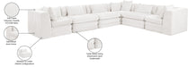 Meridian Furniture - Stellar 152" Chenille Fabric Upholstered 6 Piece Modular Sectional - 608Cream-Sec6A - GreatFurnitureDeal