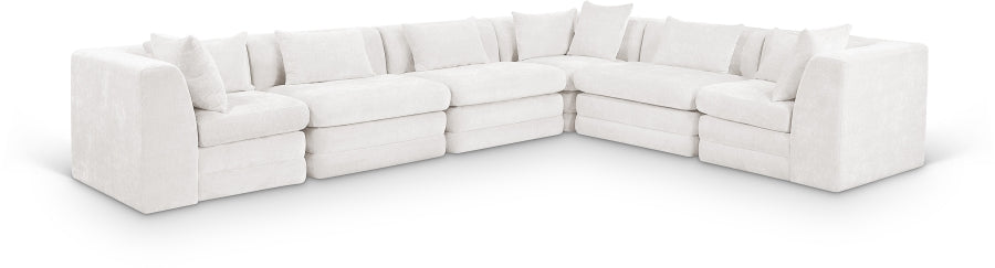 Meridian Furniture - Stellar 152" Chenille Fabric Upholstered 6 Piece Modular Sectional - 608Cream-Sec6A - GreatFurnitureDeal