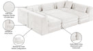 Meridian Furniture - Stellar 114" Chenille Fabric Upholstered 6 Piece Modular Sectional - 608Cream-Sec6C - GreatFurnitureDeal