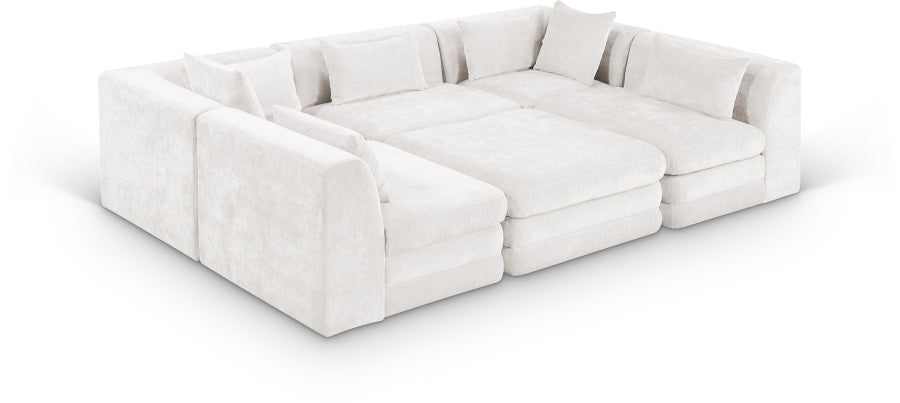 Meridian Furniture - Stellar 114" Chenille Fabric Upholstered 6 Piece Modular Sectional - 608Cream-Sec6C - GreatFurnitureDeal