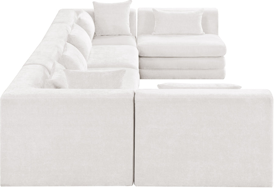 Meridian Furniture - Stellar 152" Chenille Fabric Upholstered 6 Piece Modular Sectional - 608Cream-Sec6D - GreatFurnitureDeal