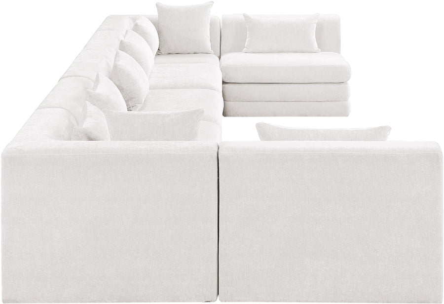 Meridian Furniture - Stellar 190" Chenille Fabric Upholstered 7 Piece Modular Sectional - 608Cream-Sec7B - GreatFurnitureDeal