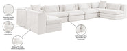 Meridian Furniture - Stellar 190" Chenille Fabric Upholstered 7 Piece Modular Sectional - 608Cream-Sec7B - GreatFurnitureDeal