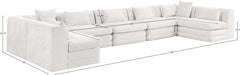 Meridian Furniture - Stellar 190" Chenille Fabric Upholstered 7 Piece Modular Sectional - 608Cream-Sec7B - GreatFurnitureDeal