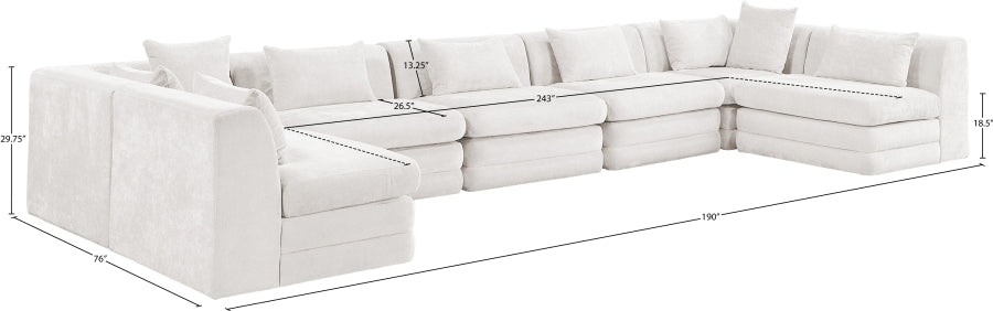 Meridian Furniture - Stellar 190" Chenille Fabric Upholstered 7 Piece Modular Sectional - 608Cream-Sec7B - GreatFurnitureDeal