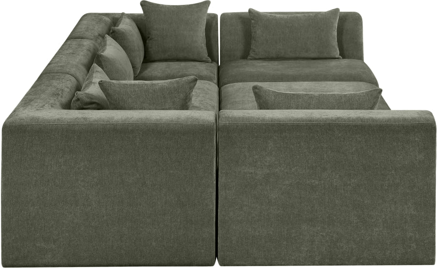 Meridian Furniture - Stellar 114" Chenille Fabric Upholstered 6 Piece Modular Sectional - 608Green-Sec6C - GreatFurnitureDeal