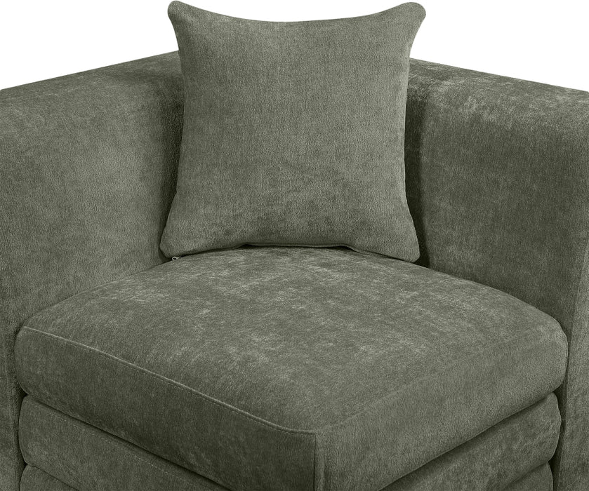 Meridian Furniture - Stellar 114" Chenille Fabric Upholstered 6 Piece Modular Sectional - 608Green-Sec6C - GreatFurnitureDeal