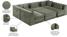 Meridian Furniture - Stellar 114" Chenille Fabric Upholstered 6 Piece Modular Sectional - 608Green-Sec6C - GreatFurnitureDeal