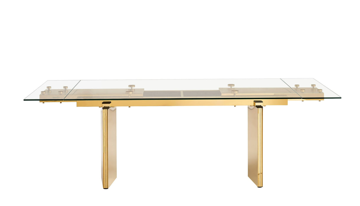 VIG Furniture - Modrest Nassim - Glam Glass Extendable Dining Table - VGZA-T105-S-GLD - GreatFurnitureDeal
