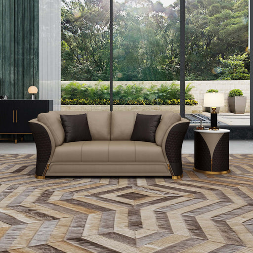 European Furniture - Vogue 3 Piece Sofa Set Sand Beige-Chocolate Italian Leather - EF-27990 - GreatFurnitureDeal