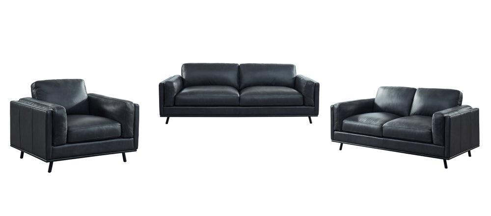 GFD Leather - Milano Dark Gray Black Leather 3 Piece Living Room Set - 500999 - GreatFurnitureDeal
