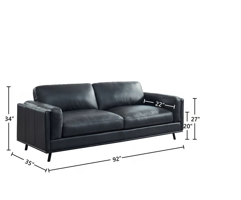 GFD Leather - Milano Dark Gray Black Leather 3 Piece Living Room Set - 500999