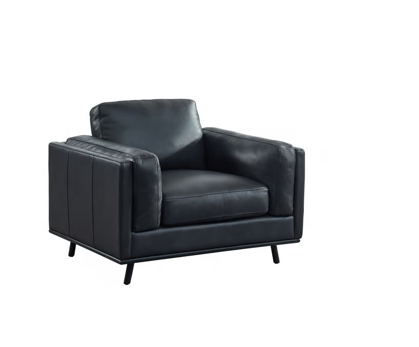 GFD Leather - Milano Dark Gray Black Leather 3 Piece Living Room Set - 500999 - GreatFurnitureDeal
