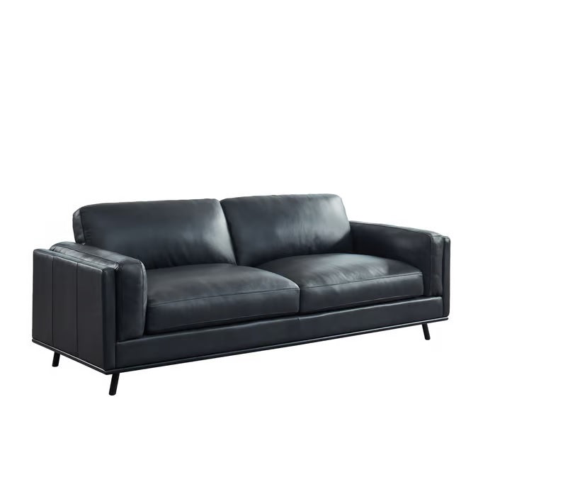 GFD Leather - Milano Dark Gray Black Leather Sofa - 501000 - GreatFurnitureDeal