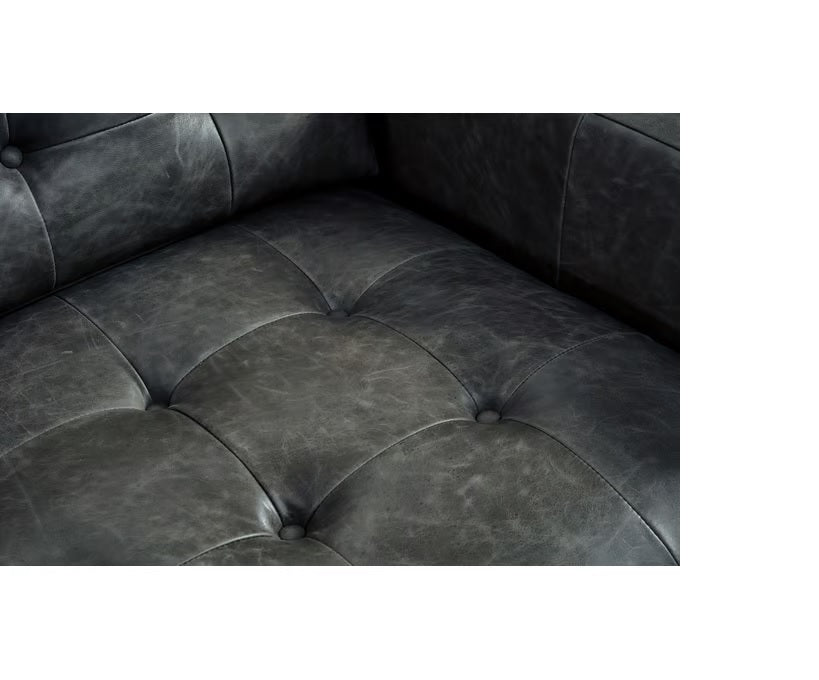 GFD Leather - Naples Gray Naples Leather Ottoman - 501004