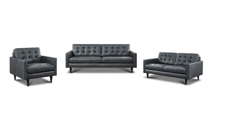 GFD Leather - Milano Dark Gray Black Leather Sofa - 501000 - GreatFurnitureDeal